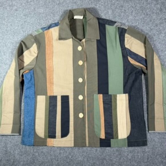 La Reunion Jacket Patchwork Stripe Boho Mixed Material Womens Sz Large Oversize - Picture 4 of 13